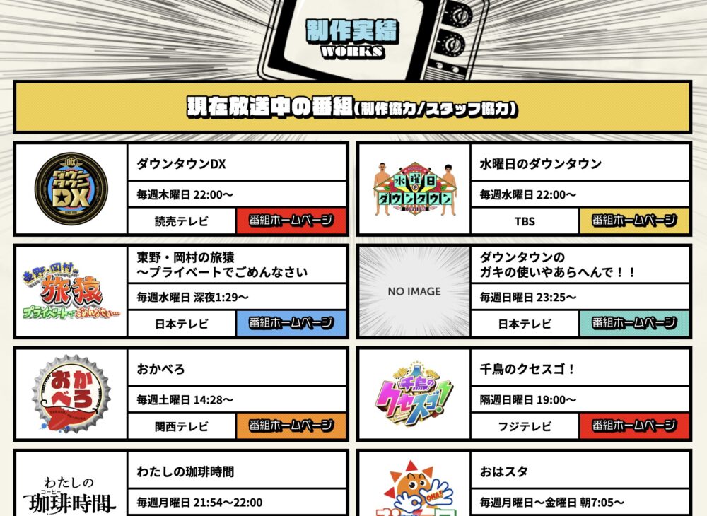 株式会社バックアップメディアの制作番組