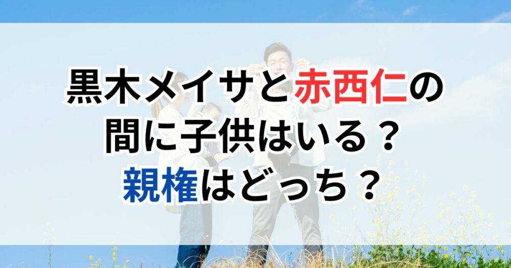黒木メイサと赤西仁の間に子供はいる？親権はどっち？