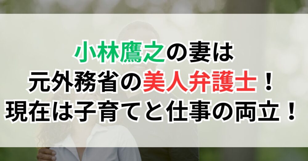【画像】小林鷹之の妻（奥さん）は元外務省の美人弁護士！現在は子育てと仕事の両立！
